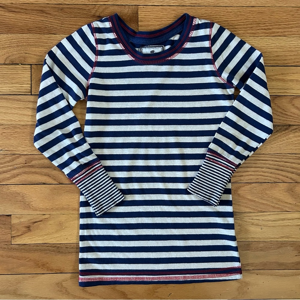 Poof Girl Excellence girls size 5/6yrs navy and cream striped blouse